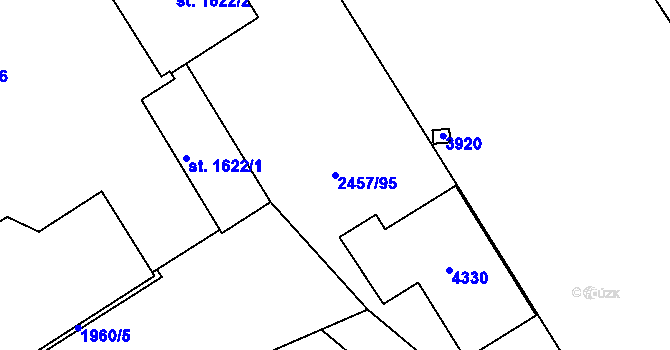 Parcela st. 2457/95 v KÚ Havlíčkův Brod, Katastrální mapa
