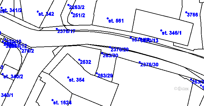 Parcela st. 263/30 v KÚ Havlíčkův Brod, Katastrální mapa