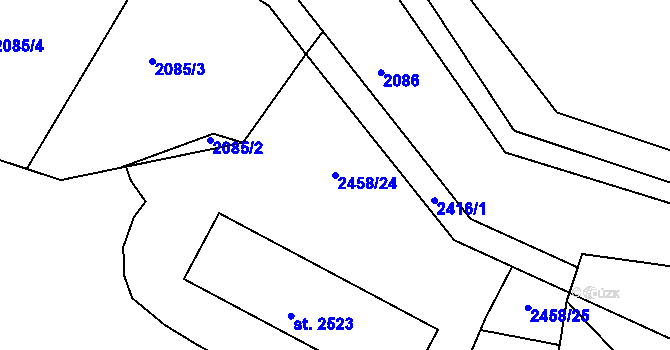 Parcela st. 2458/24 v KÚ Havlíčkův Brod, Katastrální mapa