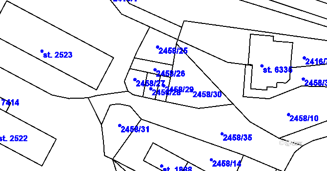 Parcela st. 2458/29 v KÚ Havlíčkův Brod, Katastrální mapa