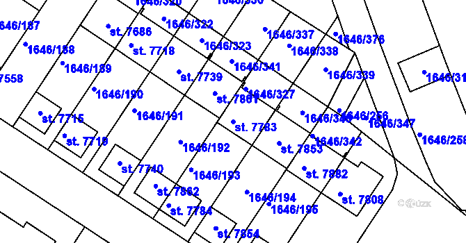 Parcela st. 7783 v KÚ Havlíčkův Brod, Katastrální mapa