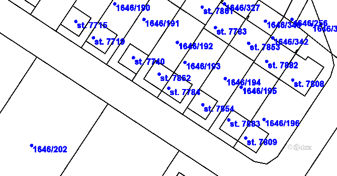 Parcela st. 7784 v KÚ Havlíčkův Brod, Katastrální mapa