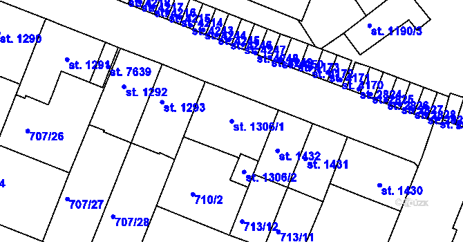Parcela st. 1306/1 v KÚ Havlíčkův Brod, Katastrální mapa
