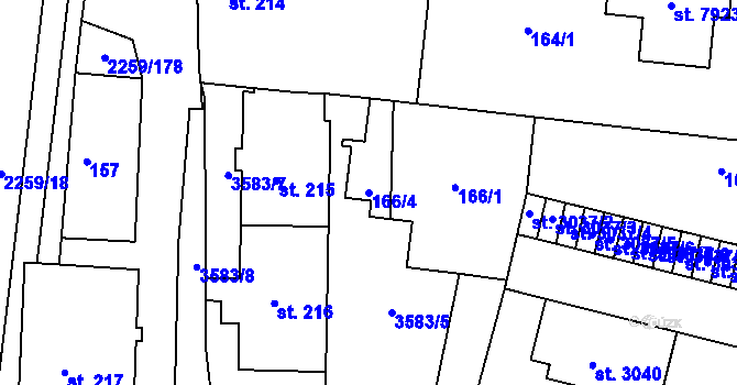 Parcela st. 166/4 v KÚ Havlíčkův Brod, Katastrální mapa