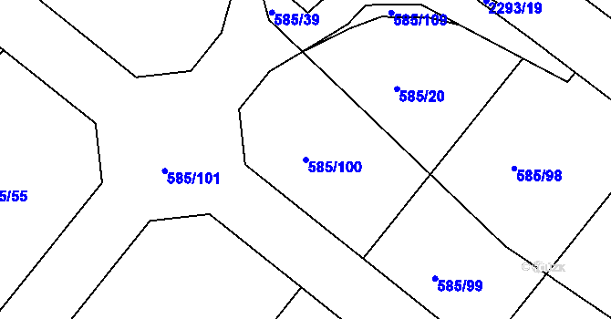 Parcela st. 585/100 v KÚ Havlíčkův Brod, Katastrální mapa