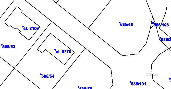 Parcela st. 585/102 v KÚ Havlíčkův Brod, Katastrální mapa