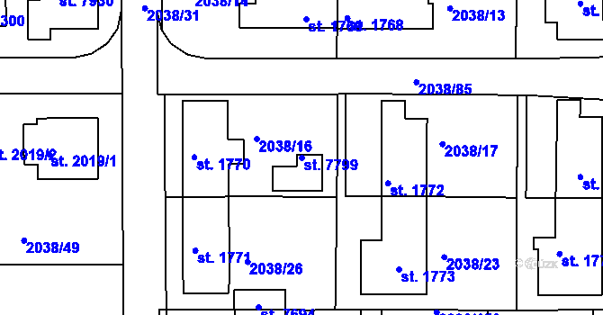 Parcela st. 7799 v KÚ Havlíčkův Brod, Katastrální mapa