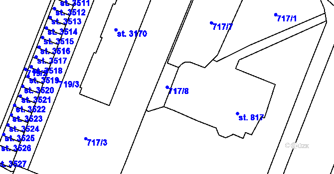 Parcela st. 717/8 v KÚ Havlíčkův Brod, Katastrální mapa