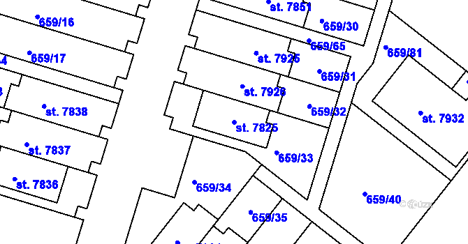 Parcela st. 7825 v KÚ Havlíčkův Brod, Katastrální mapa