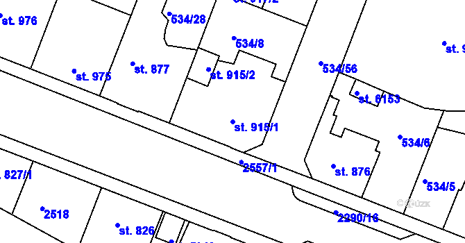 Parcela st. 915/1 v KÚ Havlíčkův Brod, Katastrální mapa