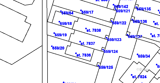 Parcela st. 7837 v KÚ Havlíčkův Brod, Katastrální mapa