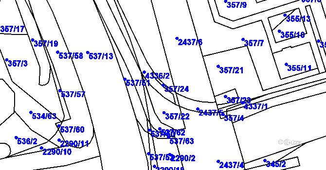 Parcela st. 357/24 v KÚ Havlíčkův Brod, Katastrální mapa