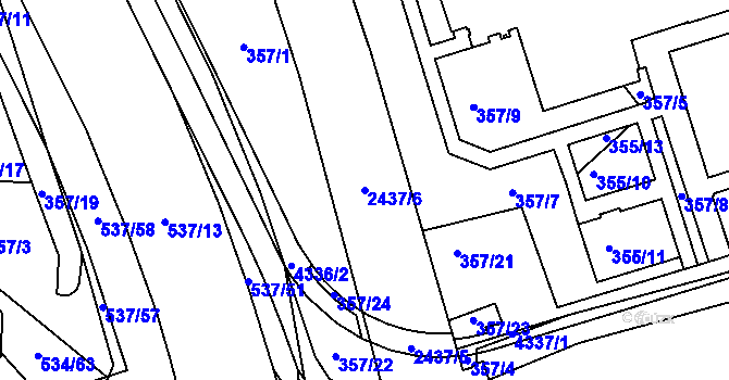 Parcela st. 2437/6 v KÚ Havlíčkův Brod, Katastrální mapa