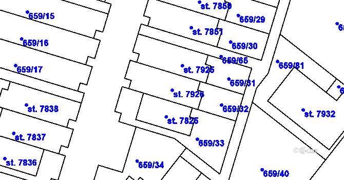Parcela st. 7926 v KÚ Havlíčkův Brod, Katastrální mapa