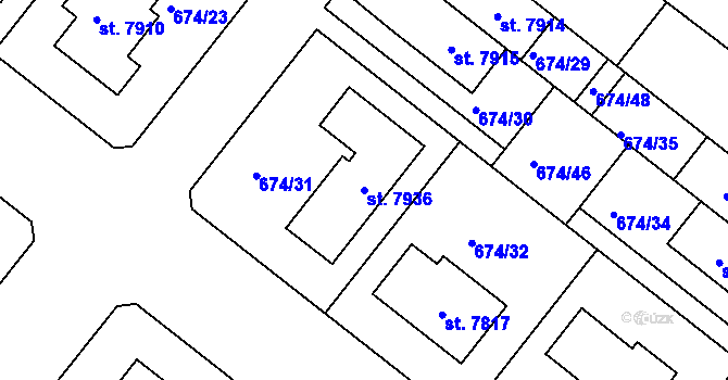 Parcela st. 7936 v KÚ Havlíčkův Brod, Katastrální mapa