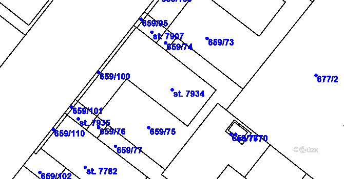 Parcela st. 7934 v KÚ Havlíčkův Brod, Katastrální mapa