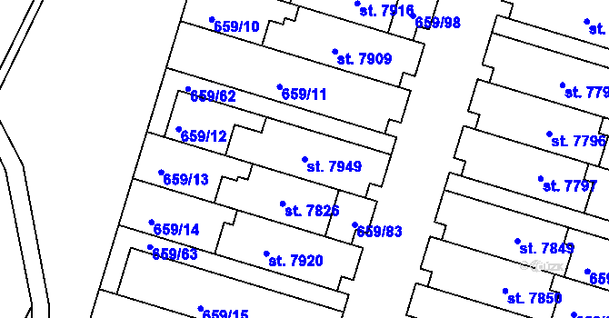 Parcela st. 7949 v KÚ Havlíčkův Brod, Katastrální mapa