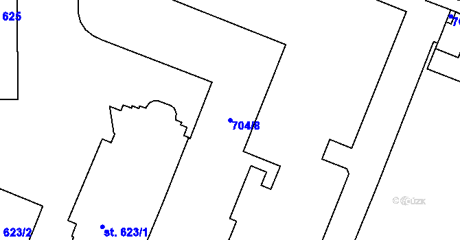 Parcela st. 704/8 v KÚ Havlíčkův Brod, Katastrální mapa