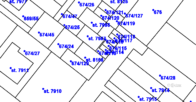 Parcela st. 674/113 v KÚ Havlíčkův Brod, Katastrální mapa