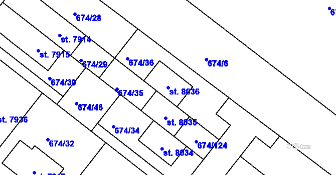 Parcela st. 8036 v KÚ Havlíčkův Brod, Katastrální mapa