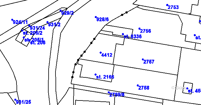 Parcela st. 4412 v KÚ Havlíčkův Brod, Katastrální mapa