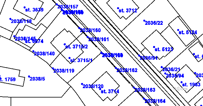 Parcela st. 2038/169 v KÚ Havlíčkův Brod, Katastrální mapa