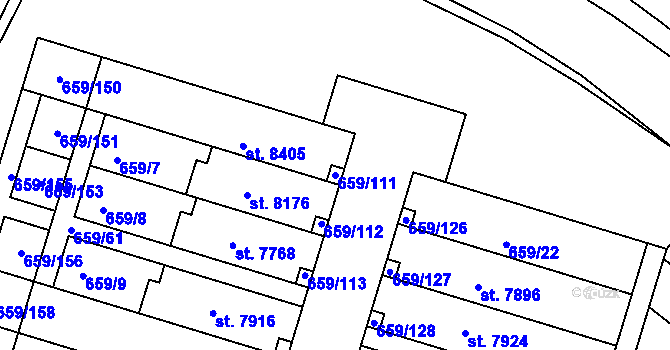 Parcela st. 659/111 v KÚ Havlíčkův Brod, Katastrální mapa