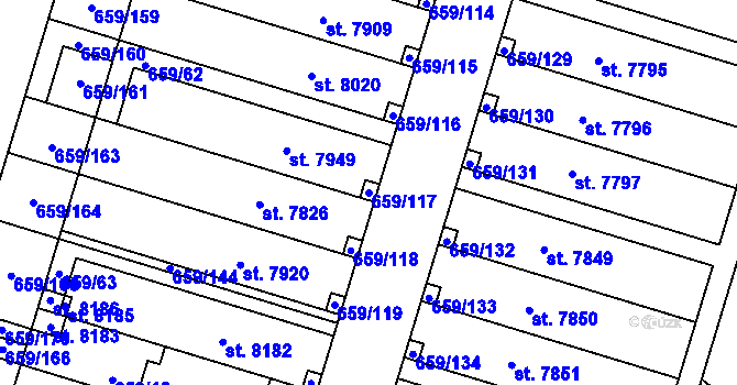 Parcela st. 659/117 v KÚ Havlíčkův Brod, Katastrální mapa