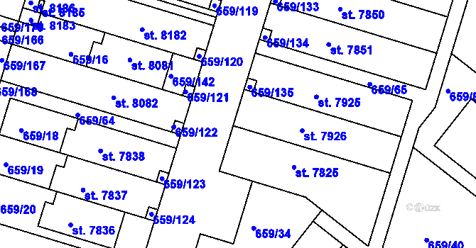 Parcela st. 659/136 v KÚ Havlíčkův Brod, Katastrální mapa