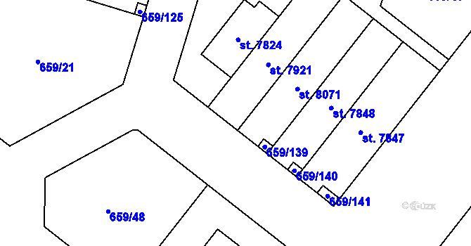 Parcela st. 659/138 v KÚ Havlíčkův Brod, Katastrální mapa