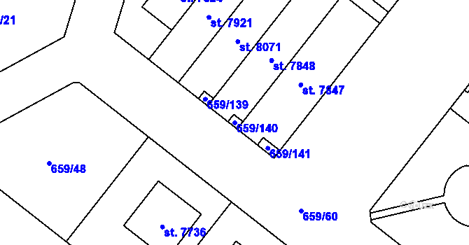 Parcela st. 659/140 v KÚ Havlíčkův Brod, Katastrální mapa