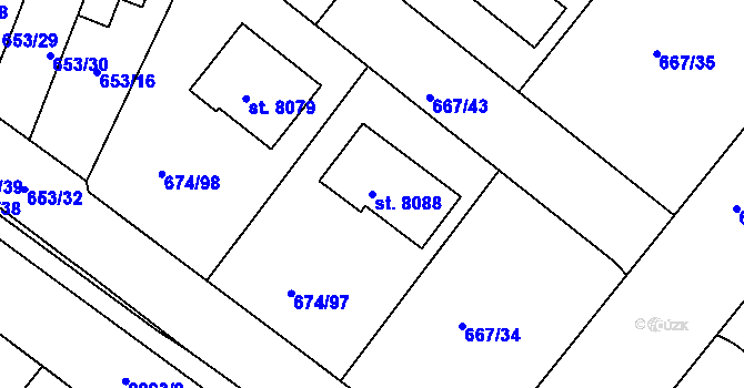 Parcela st. 8088 v KÚ Havlíčkův Brod, Katastrální mapa