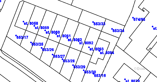 Parcela st. 8092 v KÚ Havlíčkův Brod, Katastrální mapa