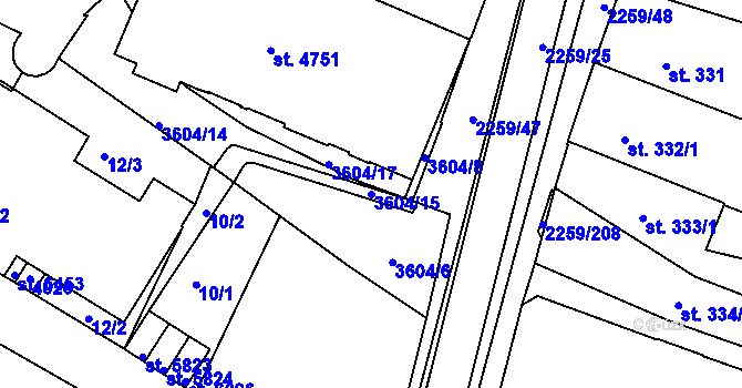 Parcela st. 3604/15 v KÚ Havlíčkův Brod, Katastrální mapa