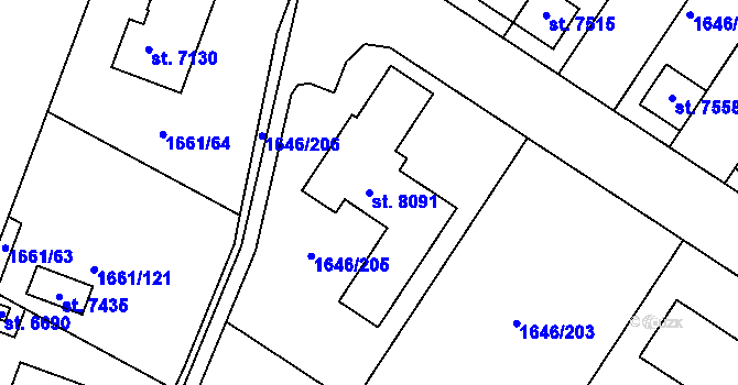 Parcela st. 8091 v KÚ Havlíčkův Brod, Katastrální mapa