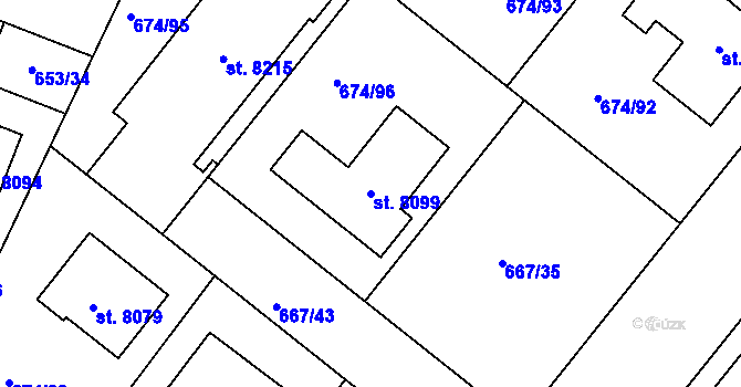 Parcela st. 8099 v KÚ Havlíčkův Brod, Katastrální mapa