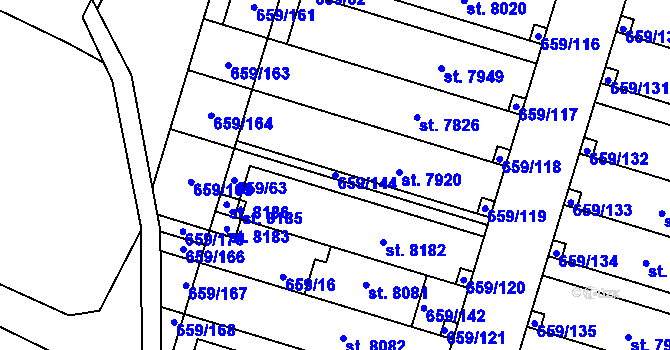 Parcela st. 659/144 v KÚ Havlíčkův Brod, Katastrální mapa