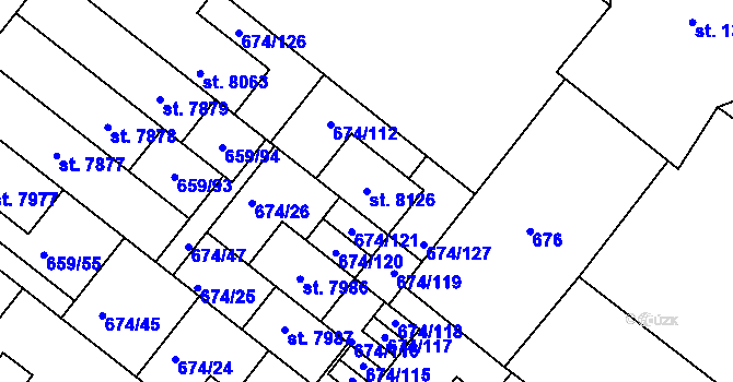 Parcela st. 8126 v KÚ Havlíčkův Brod, Katastrální mapa