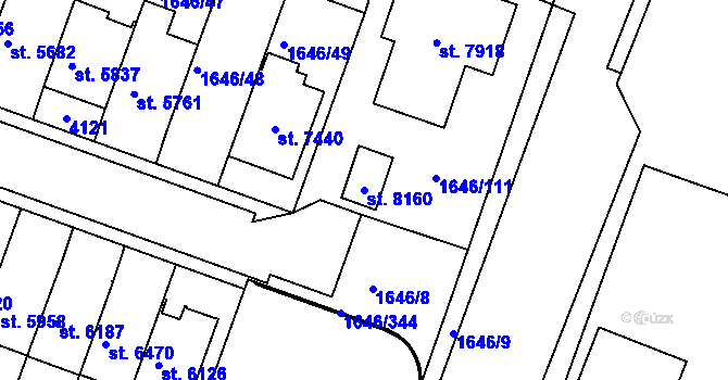 Parcela st. 8160 v KÚ Havlíčkův Brod, Katastrální mapa