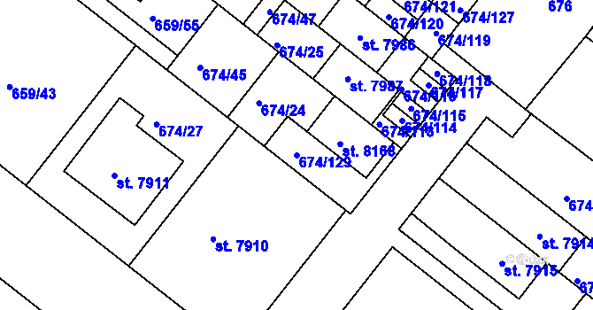 Parcela st. 674/129 v KÚ Havlíčkův Brod, Katastrální mapa