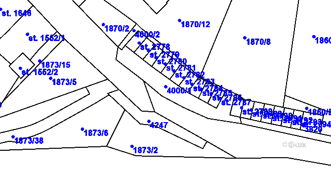 Parcela st. 4000/1 v KÚ Havlíčkův Brod, Katastrální mapa