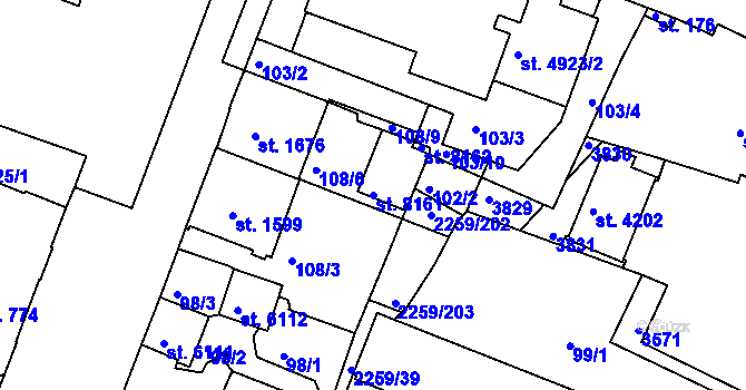 Parcela st. 8161 v KÚ Havlíčkův Brod, Katastrální mapa