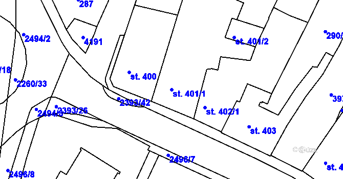 Parcela st. 401/1 v KÚ Havlíčkův Brod, Katastrální mapa