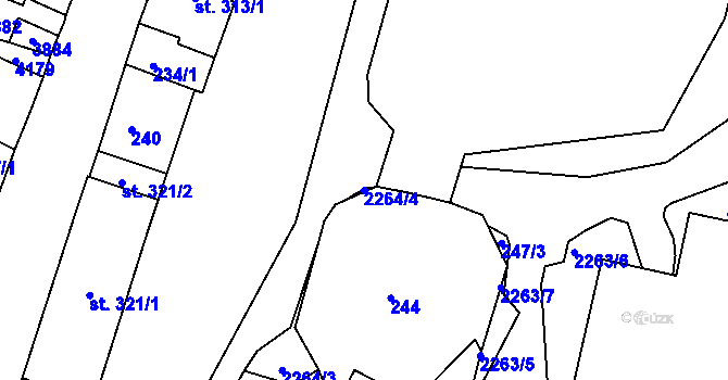 Parcela st. 2264/4 v KÚ Havlíčkův Brod, Katastrální mapa