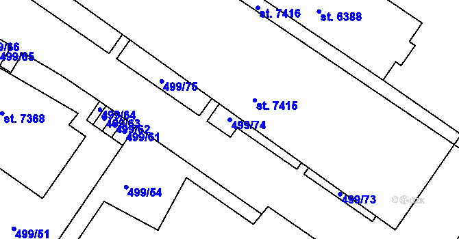 Parcela st. 499/74 v KÚ Havlíčkův Brod, Katastrální mapa