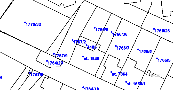 Parcela st. 4486 v KÚ Havlíčkův Brod, Katastrální mapa