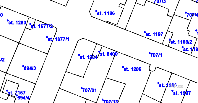 Parcela st. 8400 v KÚ Havlíčkův Brod, Katastrální mapa