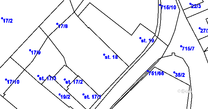 Parcela st. 18 v KÚ Perknov, Katastrální mapa