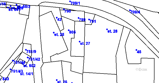 Parcela st. 27 v KÚ Perknov, Katastrální mapa