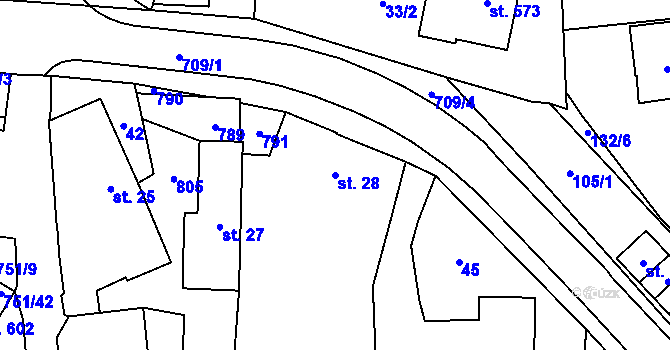 Parcela st. 28 v KÚ Perknov, Katastrální mapa